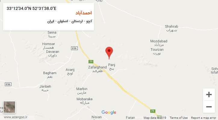روستای احمدآباد بر روی نقشه