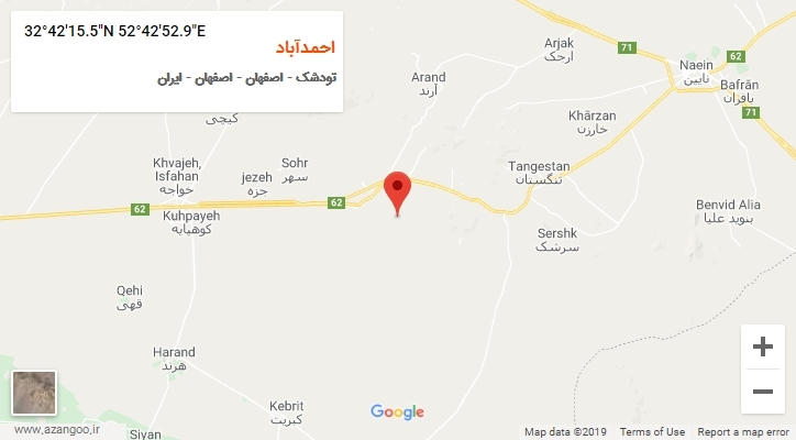 روستای احمدآباد بر روی نقشه