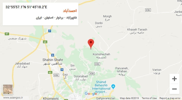روستای احمدآباد بر روی نقشه