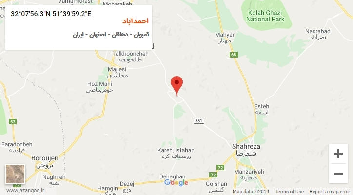 روستای احمدآباد بر روی نقشه