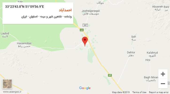 روستای احمدآباد بر روی نقشه