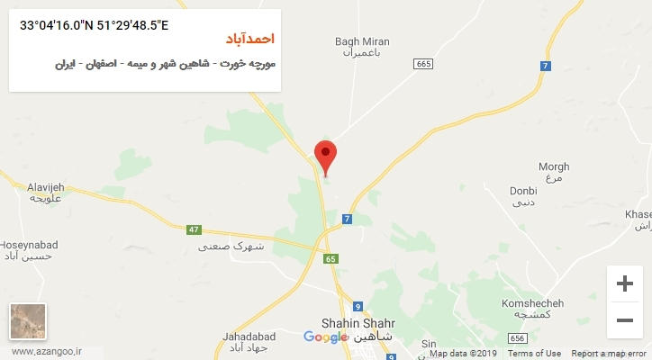روستای احمدآباد بر روی نقشه