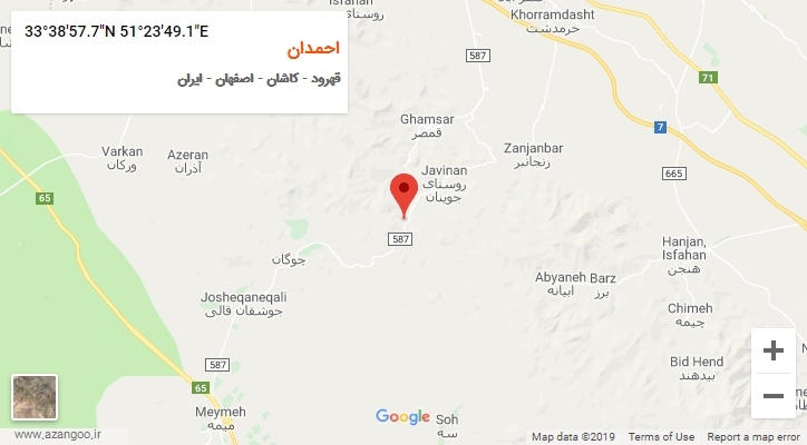 روستای احمدان بر روی نقشه
