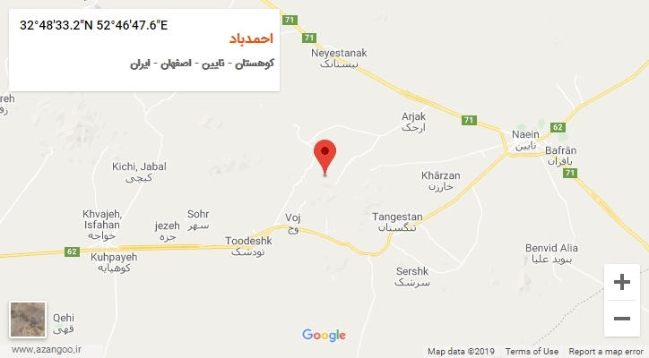 روستای احمدباد بر روی نقشه