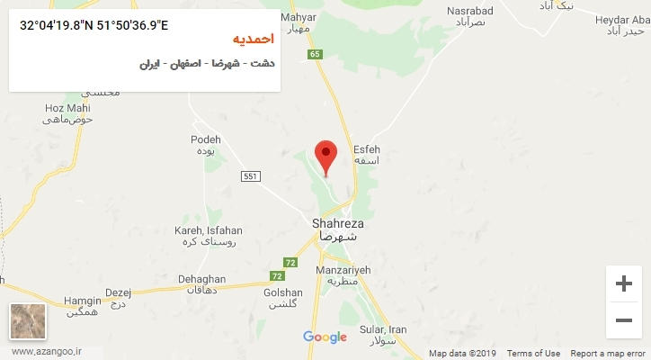 روستای احمدیه بر روی نقشه