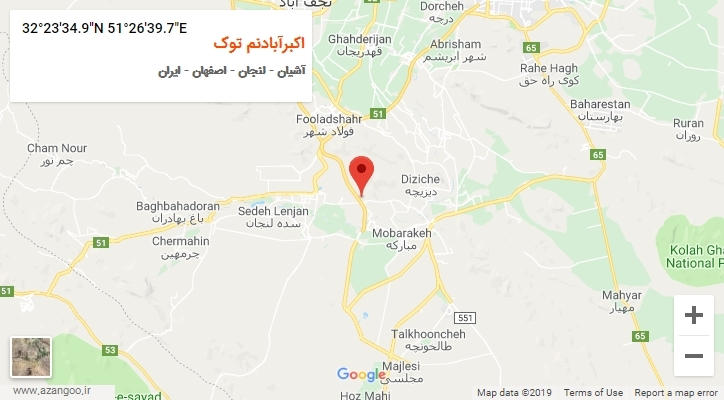 روستای اکبرآبادنم توک بر روی نقشه