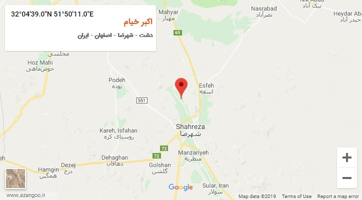 روستای اکبر خیام بر روی نقشه