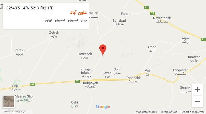 روستای علون آباد بر روی نقشه