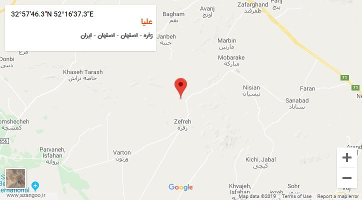 روستای علیا بر روی نقشه