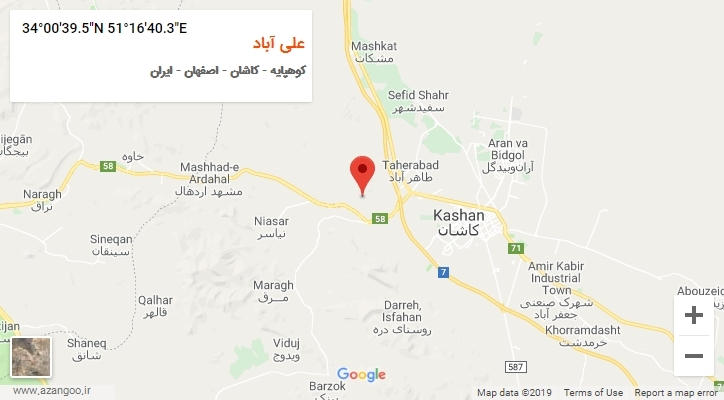 روستای علی آباد بر روی نقشه