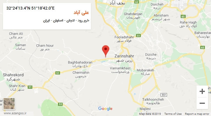 روستای علی آباد بر روی نقشه