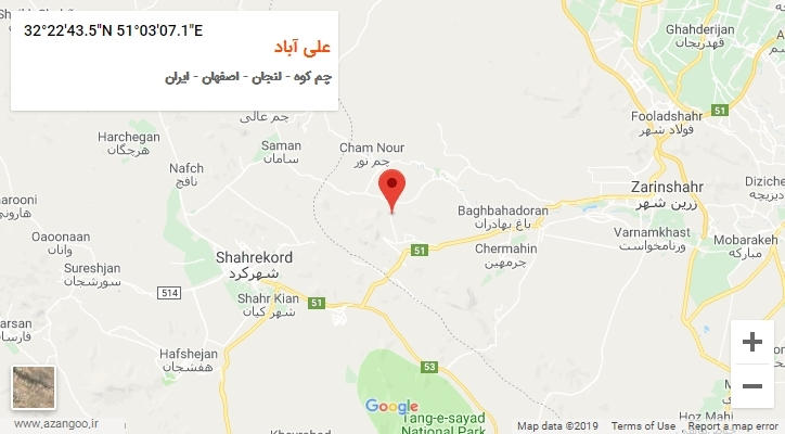 روستای علی آباد بر روی نقشه