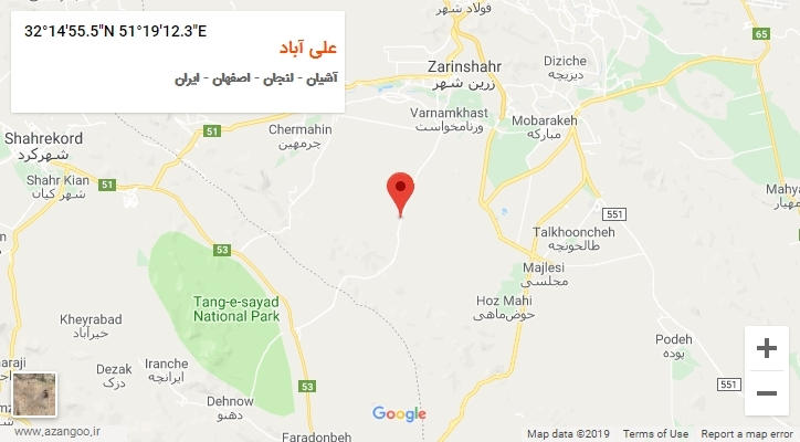 روستای علی آباد بر روی نقشه