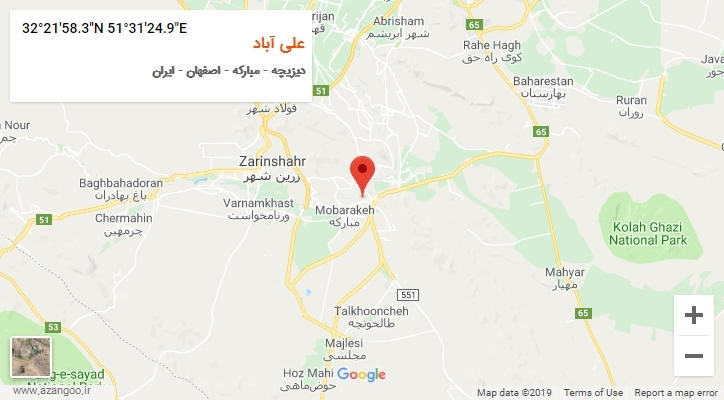 روستای علی آباد بر روی نقشه