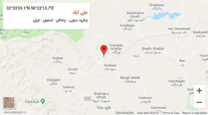 روستای علی آباد بر روی نقشه