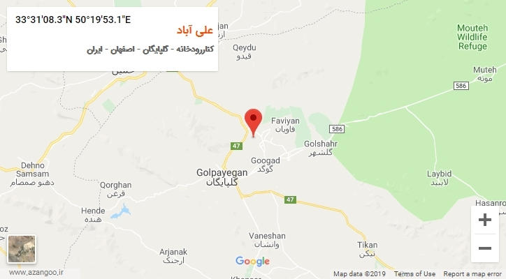 روستای علی آباد بر روی نقشه