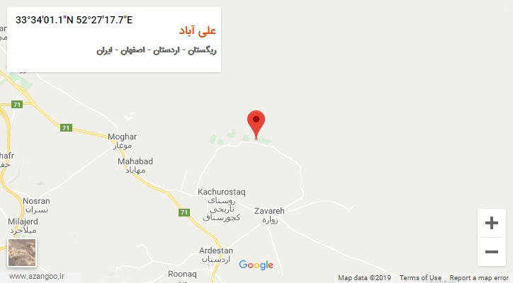 روستای علی آباد بر روی نقشه