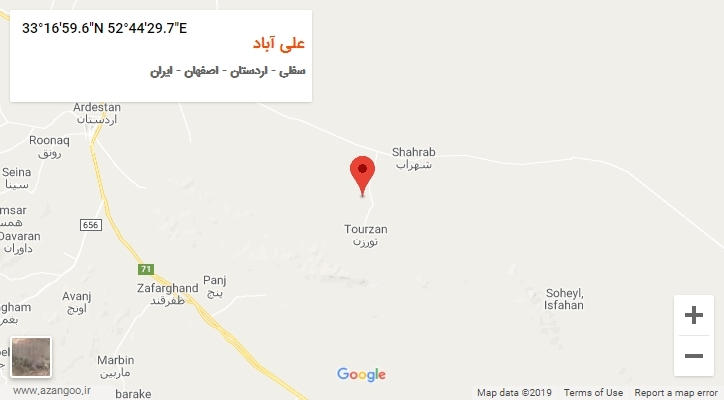 روستای علی آباد بر روی نقشه
