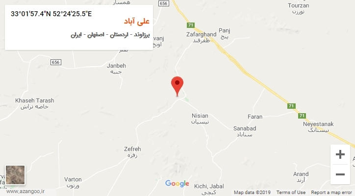 روستای علی آباد بر روی نقشه