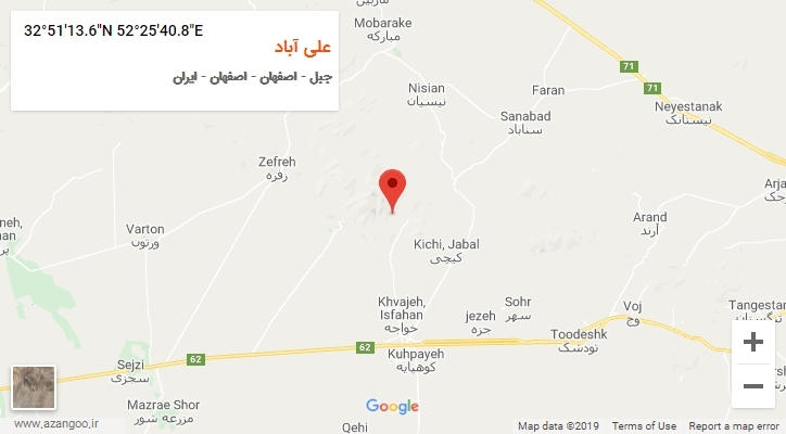 روستای علی آباد بر روی نقشه