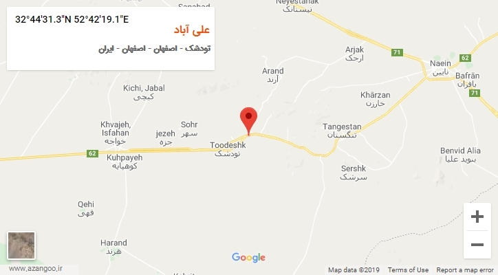 روستای علی آباد بر روی نقشه