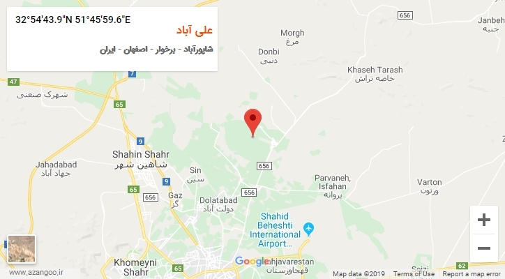 روستای علی آباد بر روی نقشه