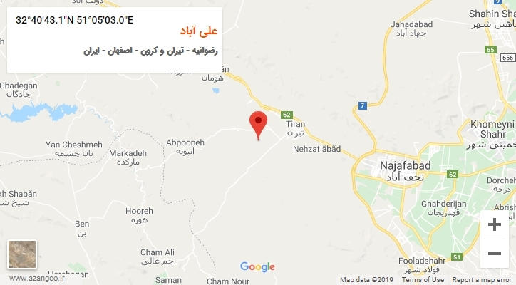 روستای علی آباد بر روی نقشه