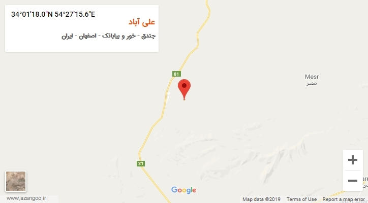 روستای علی آباد بر روی نقشه