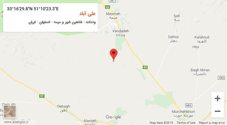 روستای علی آباد بر روی نقشه