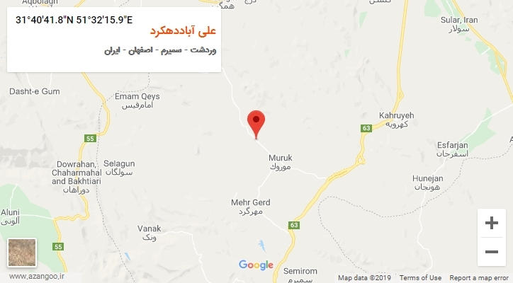 روستای علی آباددهکرد بر روی نقشه