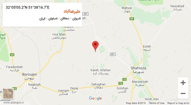 روستای علیرضاآباد بر روی نقشه