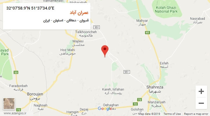 روستای عمران آباد بر روی نقشه