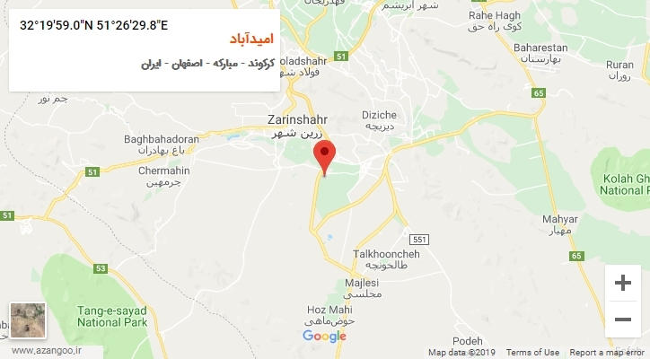 روستای امیدآباد بر روی نقشه