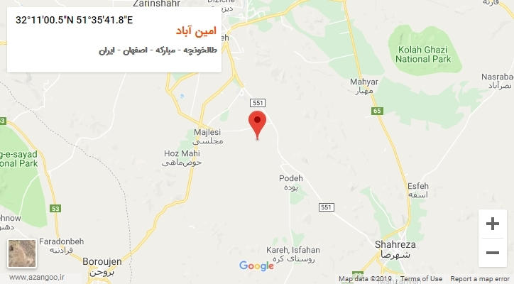 روستای امین آباد بر روی نقشه