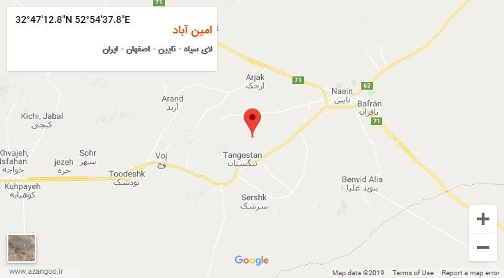 روستای امین آباد بر روی نقشه