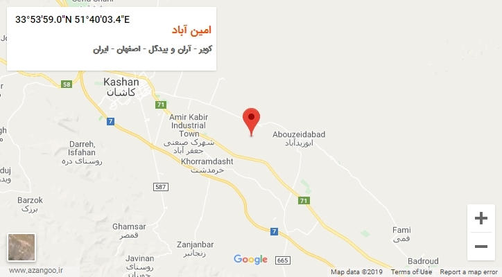 روستای امین آباد بر روی نقشه