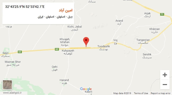 روستای امین آباد بر روی نقشه