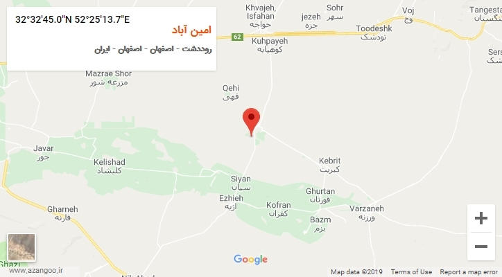 روستای امین آباد بر روی نقشه