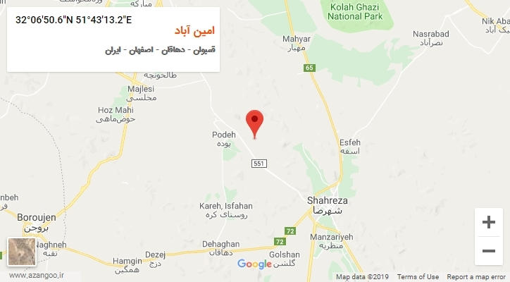 روستای امین آباد بر روی نقشه