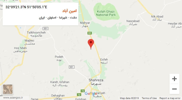 روستای امین آباد بر روی نقشه