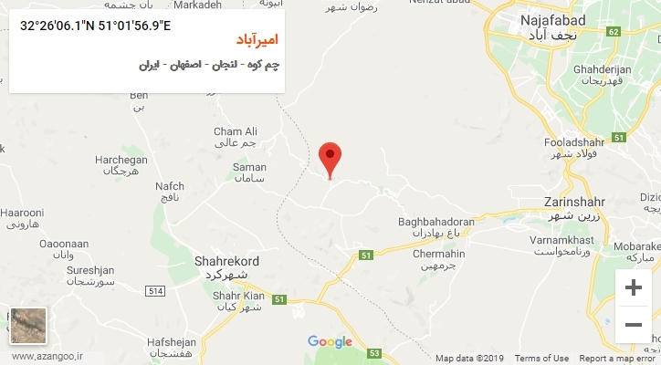 روستای امیرآباد بر روی نقشه
