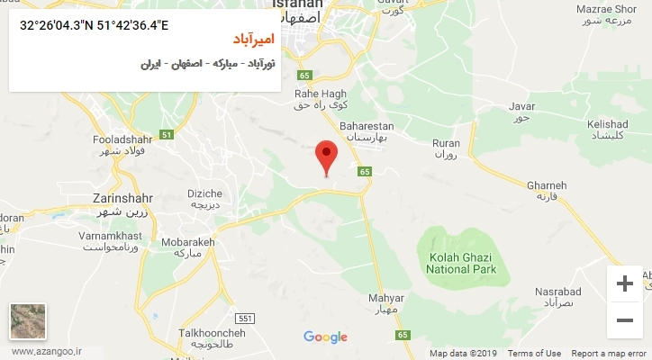 روستای امیرآباد بر روی نقشه