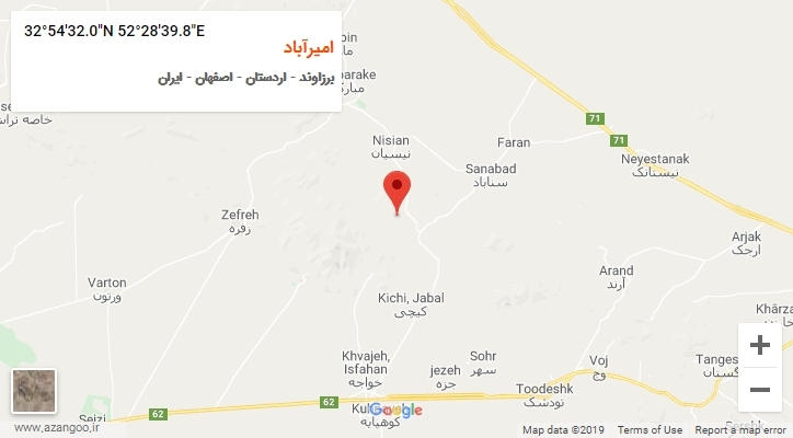 روستای امیرآباد بر روی نقشه