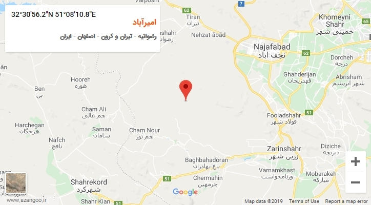 روستای امیرآباد بر روی نقشه