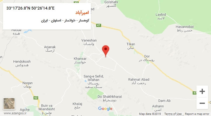 روستای امیرآباد بر روی نقشه
