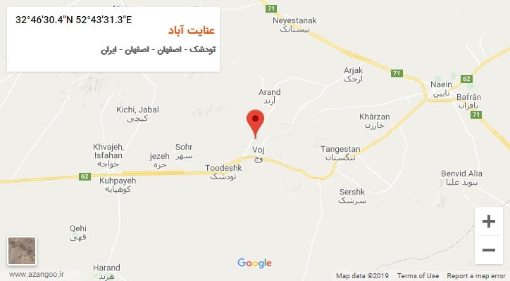 روستای عنایت آباد بر روی نقشه