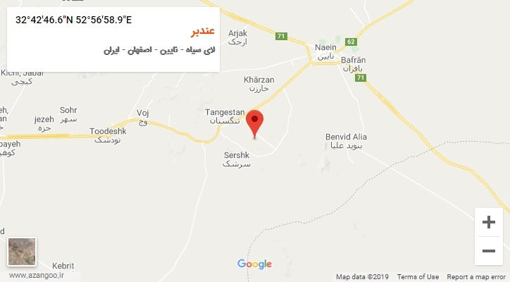 روستای عندبر بر روی نقشه