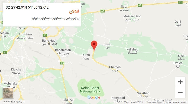 روستای اندلان بر روی نقشه