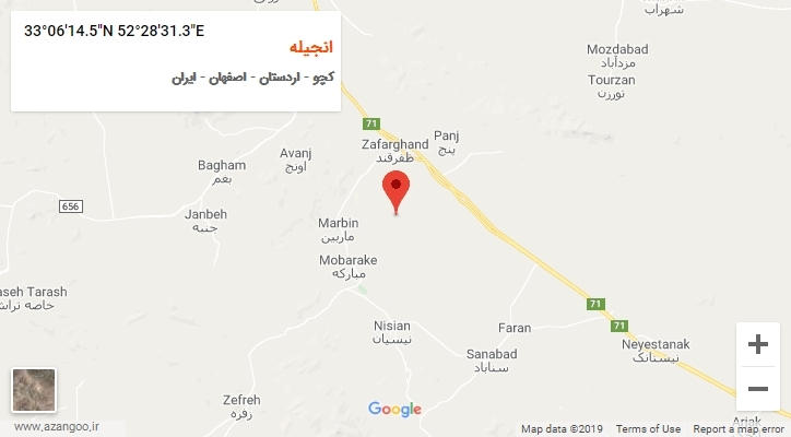 روستای انجیله بر روی نقشه