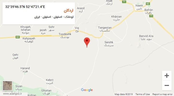 روستای اردکان بر روی نقشه